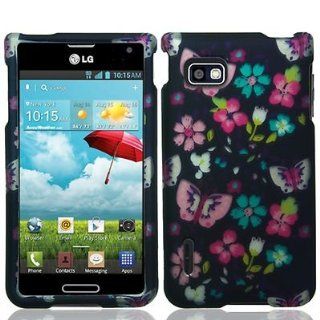 For LG Optimus F3 MS659 Hard Snap on Case Flower Butterfly 