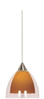 Nuvo 60/659 Butterscotch Crystal Bullet Pendant with Butterscotch Glass, Brushed Nickel   Ceiling Pendant Fixtures  