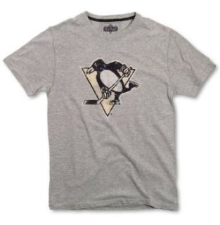 Pittsburgh Penguins Vintage Retro Logo T Shirt by Red Jacket, XXL HEATHER GREY Clothing
