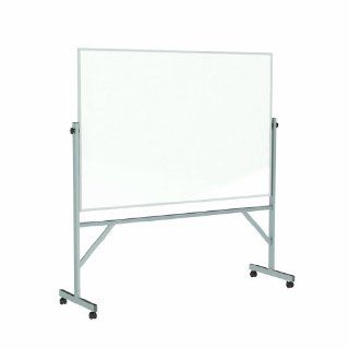 Ghent Mobile Reversible Magnetic Porcelain Whiteboard, Aluminum Frame, 4'h X 6'w  Dry Erase Boards 
