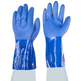 Showa Best 660 Atlas Fully Coated Triple Dipped PVC Glove, Seamless Knitted Liner, Chemical Resistant, 12" Length, X Large (Pack of 12 Pairs) Chemical Resistant Safety Gloves