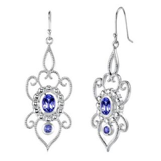 Oravo Oval and Round Shape Sapphire Pendant Earrings Set in Sterling
