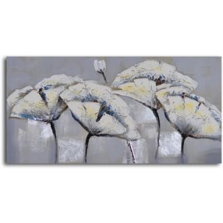 My Art Outlet 2 Piece Blue White Poppy Quartet Hand Painted Canvas