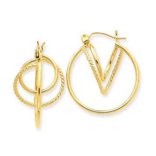 14k Yellow Gold 7/8 Inch Fashion Circular Beautiful Hoop Earrings Jewelry