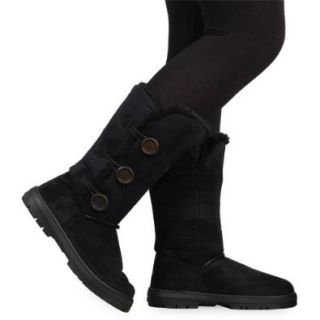 68J New Womens Black Snow Ladies Long Calf Flat Grip Sole Winter Fur Boots Size 5 US Shoes