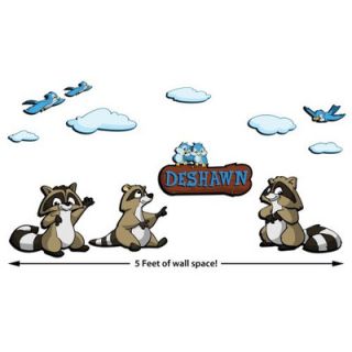 ZWalls Custom Raccoon 3D Cartoon Wall Art Scene, 12 Pieces