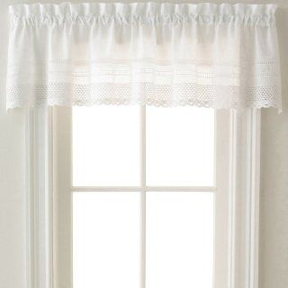 Crochet White Tailored Insert Curtain Valance By Chf Industries   Window Treatment Draperies