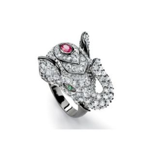 Palm Beach Jewelry Black Ruthenium Cubic Zirconia/Ruby Elephant Ring
