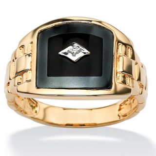 Palm Beach Jewelry 18k Gold/Silver Mens Reconstituted Onyx Ring