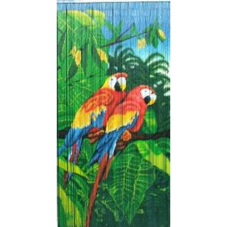 Natural Bamboo Double Parrot Scene Curtain Single Panel