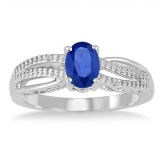 DeBuman Sterling Silver Oval Cut Sapphire Ring