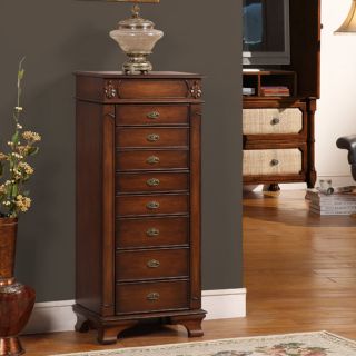 Manhattan Eight Drawer Jewelry Armoire in Coffee