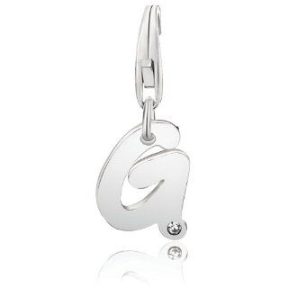Sterling Silver Letter G Crystal Accented Charm Vishal Jewelry Jewelry