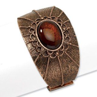 Copper tone Brown Acrylic Stone Hinged Cuff Bangle Vishal Jewelry Jewelry