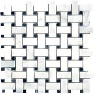 Faber Carrara Extra Marble Mosaic Basketweave Polished 12.5 x 12.5