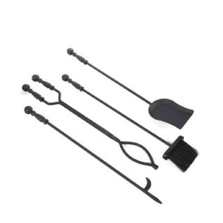 Uniflame Corporation 4 Piece Metal Fireplace Tool Set With Stand