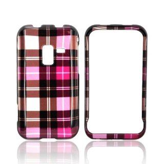 Plaid Pattern of Pink Hot Pink Brown Silver Hard Plastic Case Cover For Samsung Conquer 4G Cell Phones & Accessories