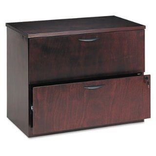 BW Veneer Series Two Drawer Lateral File Pedestal, 36 1/4w x 22 1/8d x 29h, Mahogany by BASYX (Catalog Category Furniture & Accessories / File Cabinets / Lateral, Wood") 