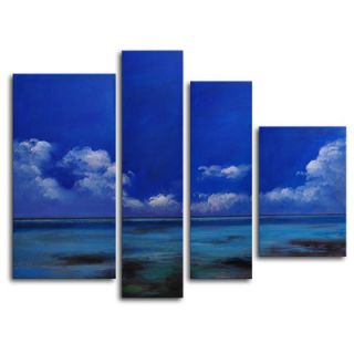 My Art Outlet Hand Painted Cumulus on Water 4 Piece Canvas Art Set