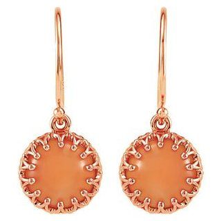 Genuine Coral Round Gemstone Earrings Dangle Earrings Jewelry