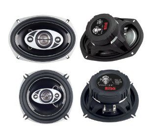 2)New Boss P694C 6x9" 800W + 2) Boss P554C 5.25" 300W 4 Way Car Coaxial Speakers  Vehicle Speakers 