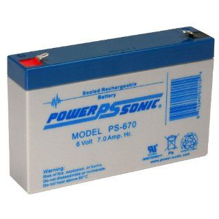 Powersonic PS 670F1   6 Volt/7 Amp Hour Sealed Lead Acid Battery with 0.187 Fast on Connector Automotive