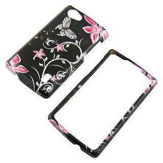 Pink Flowers Butterflies Protector Case for LG Optimus M+ MS695 Cell Phones & Accessories