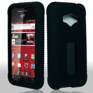 LG Optimus Elite LS696 LS 696 Hybrid Armor Black Hard Case and Black Silicone Skin Dual Combo 2 in 1 Snap On Protective Cover Cell Phone Cell Phones & Accessories