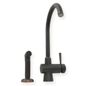 Whitehaus WH16666 SBRAS Evolution 7 1/4 Inch Arcade Single Lever Mixer with Gooseneck Swivel Spout and A Fluted Solid Brass Side Spray, Speckled Brass   Touch On Kitchen Sink Faucets  