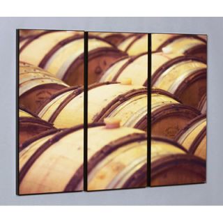 Wilson Studios Three Piece Oak Wine Barrels Laminated Framed Wall Art