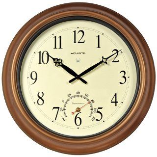 AcuRite 50314 18 Inch Copper Indoor/Outdoor Atomic Clock and Thermometer   Wall Clocks