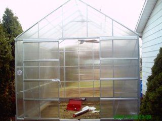 12 X 10 Polycarbonate Aluminum Framed Steel Base Greenhouse  Free Standing Greenhouses  Patio, Lawn & Garden