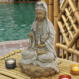 Design Toscano Goddess Guan Yin Seated on Lotus Statue