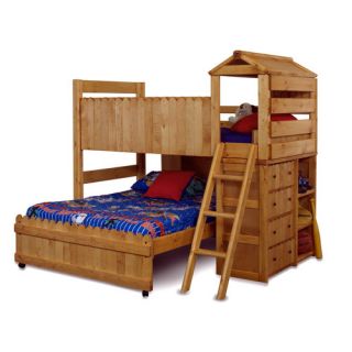 Twin Over Full L Shaped Bunk Bed with Ladder