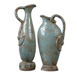 Uttermost Freya Two Piece Vases in Distressed Crackled Sky Blue