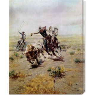 Global Gallery Cowboy Roping a Steer by Charles M. Russell Stretched
