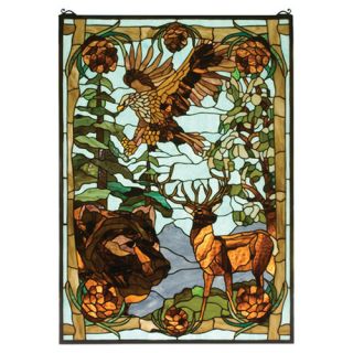 Rustic Lodge Animals Wilderness Stained Glass Window