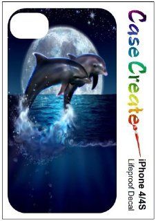 Dolphins Moon Fantasy Decorative Sticker Decal for your iPhone 4 4S Lifeproof Case