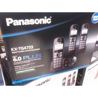 Panasonic KX TG4733B DECT 6.0 Cordless Phone with Answering System, Black, 3 Handsets  Cordless Telephones  Electronics