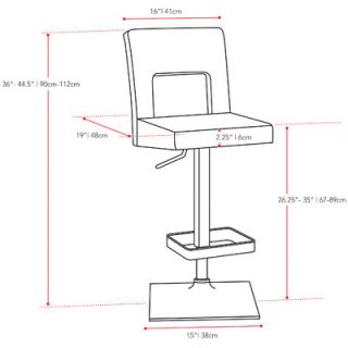 dCOR design Square Padded Adjustable Bar Stool (Set of 2)