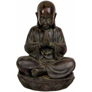 Oriental Furniture 16 Sitting Japanese Zen Monk Statue in Black