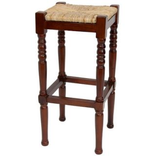 Oriental Furniture 29 Classic Woven Top Barstool in Cherry