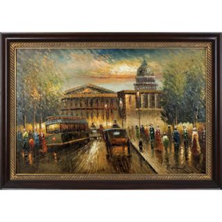 Hokku Designs Reminiscing Paris Hand Painted Oil Canvas Art with Frame