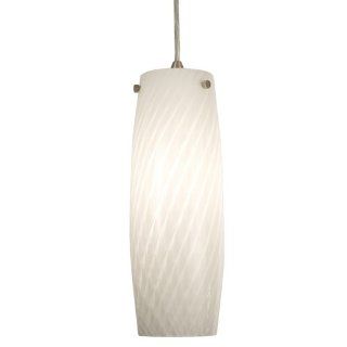 Checkolite Swirl Glass Curved Tube Pendant White with Brushed Nickel Frame   Ceiling Pendant Fixtures  
