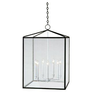 Robert Abbey BL227 Foyer/Hall Lanterns with Clear Acrylic Shades, Matte Black Powder Coat/Semi Floss White Finish   Ceiling Pendant Fixtures  