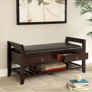 Wooden Leatherette Storage Entryway Bench
