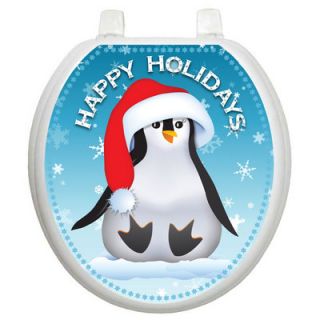 Toilet Tattoos Holiday Happy Penguin Toilet Seat Decal
