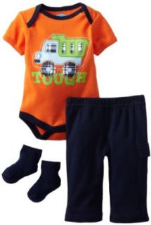 Bon Bebe Baby Boys Newborn Tough Truck 3 Piece Pant Set, Orange/Navy, 0 3 Months Clothing