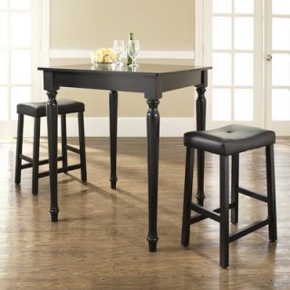 Crosley Three Piece Pub Dining Set with Turned Leg Table and Saddle