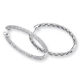 14k White Gold Diamond In Out Hinged Hoop Earrings. Carat Wt  2.684ct Jewelry